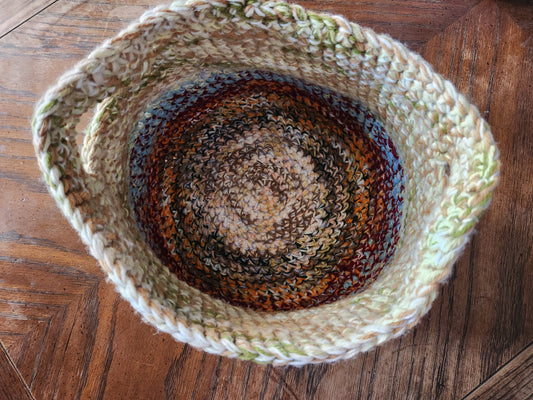 Crochet Basket Multi Tan