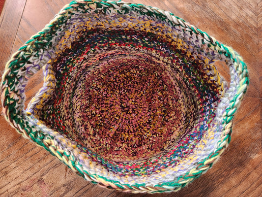 Crochet Basket Multi Colored